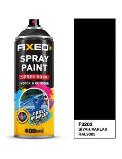 Fıxed Akrilik Sprey Boya 400ml. Ral 9005 Parlak Siyah