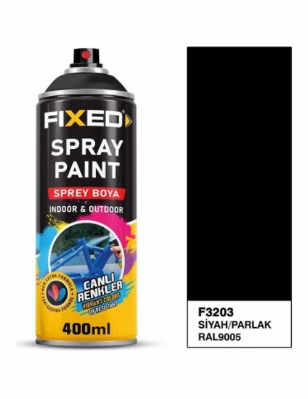 Fıxed Akrilik Sprey Boya 400ml. Ral 9005 Parlak Siyah