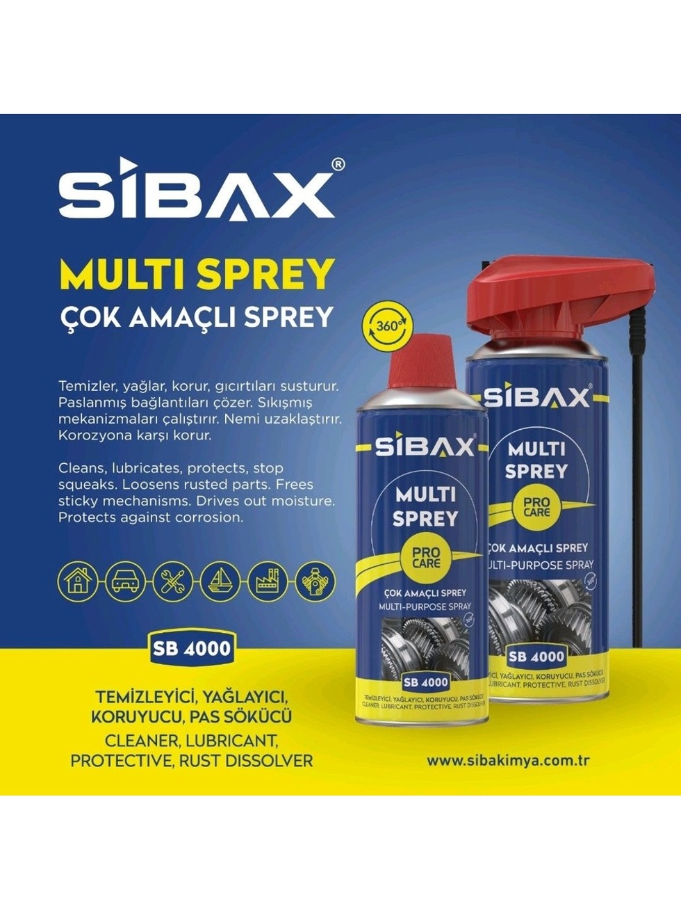 SPREY PAS SÖKÜCÜ 400ml. (Yağlar+Temizler+Korur) SİBAX-